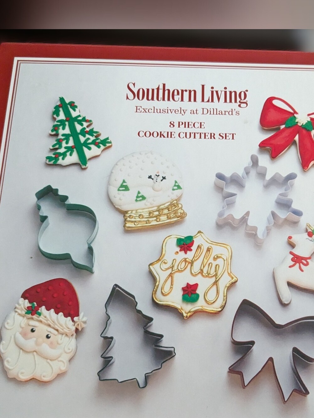 New Southern Living 8pc Stainless Christmas Cookie Cutter Set W/Piping Bags Tips